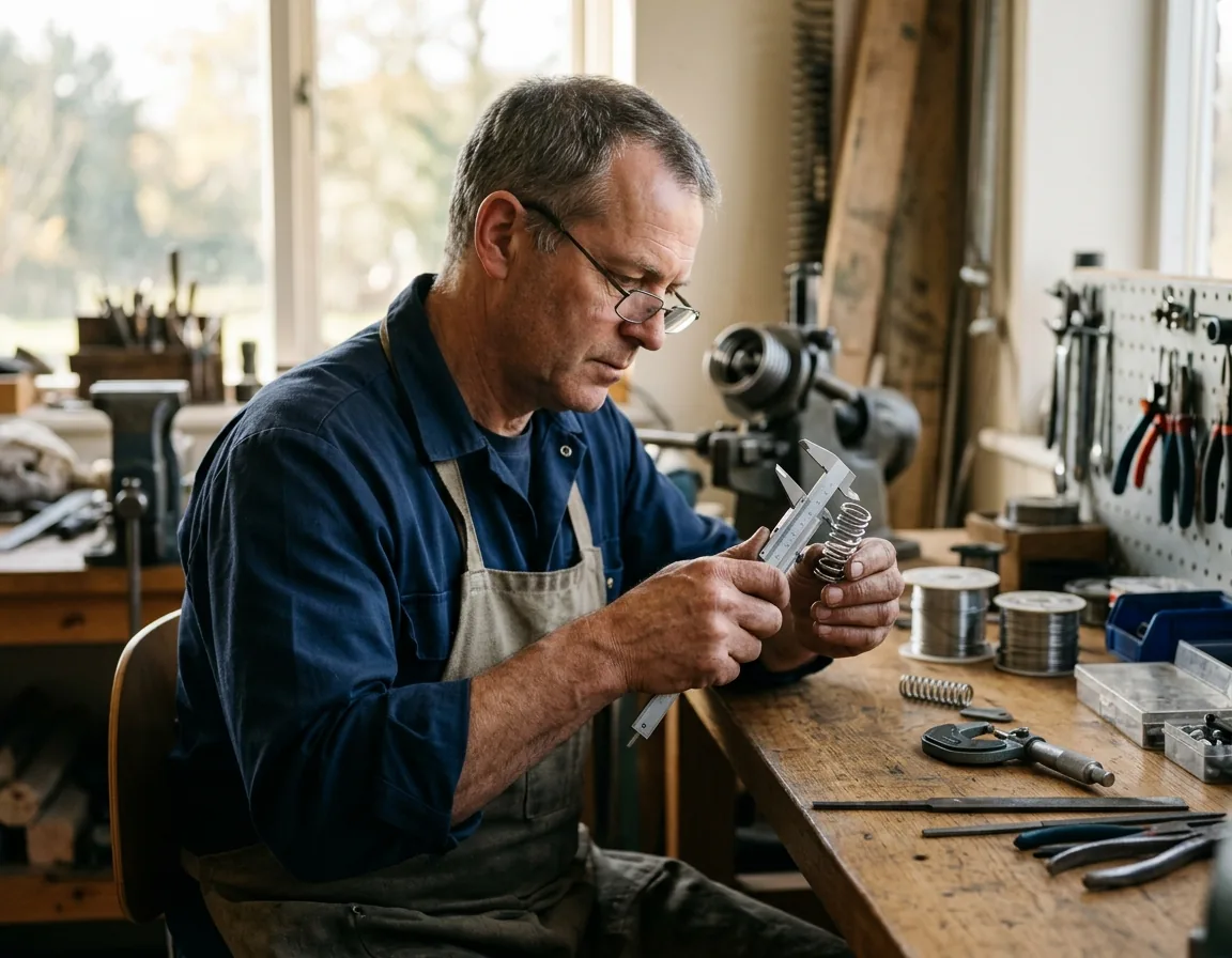 Inspecting a spring with calipers